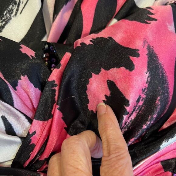 La Femme Formal Gown Sequin Strappy Animal Print Sexy Black White Pink Size 00 - Picture 11 of 16